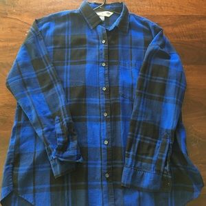 Women’s Blue/Black Flannel Boyfriend Shirt